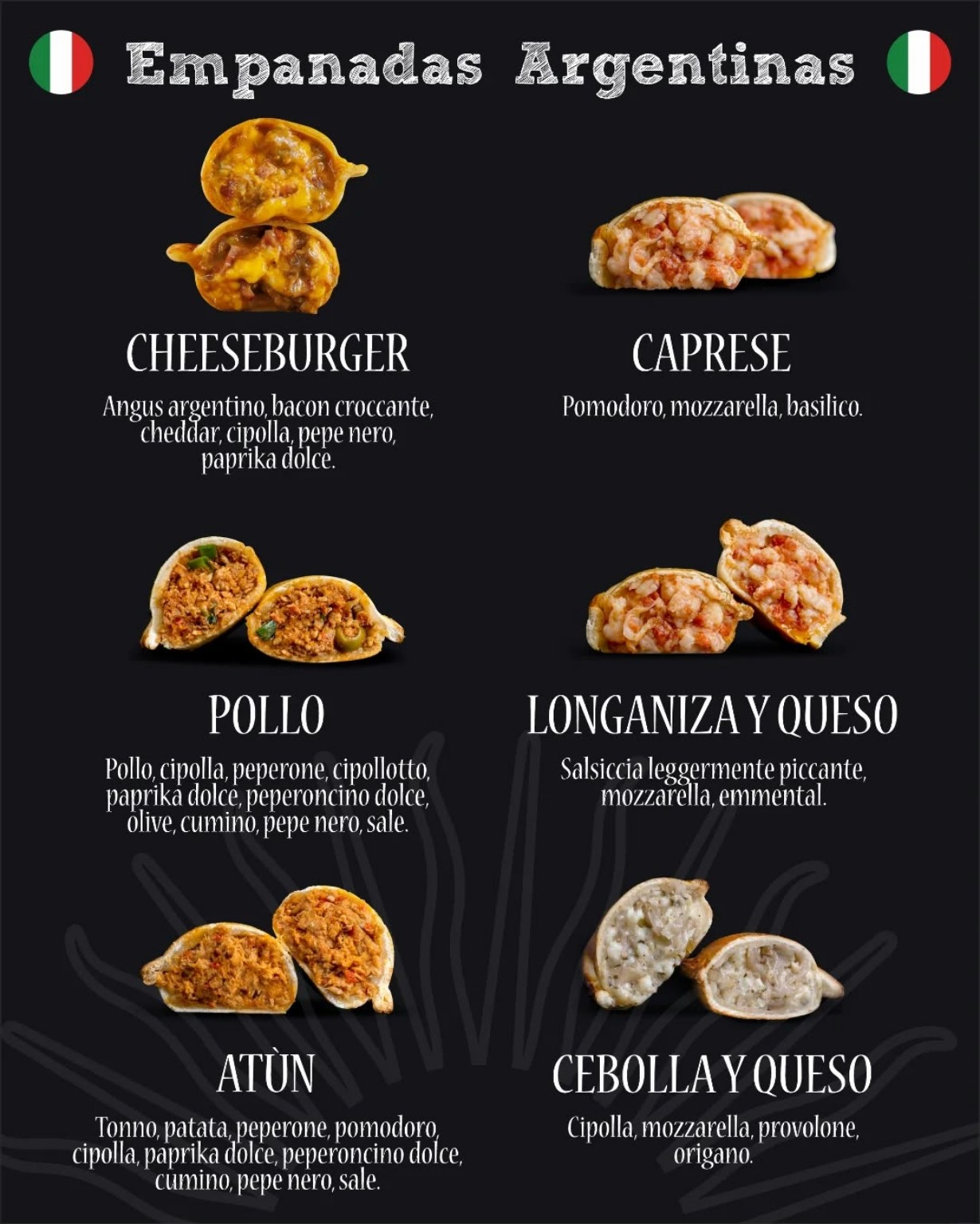 Menú de empanadas en español